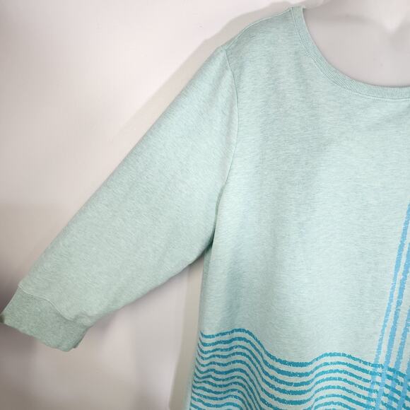 H by Halston Womens Engineered Grid Print French Terry Pullover Top Size 2X Blue - Picture 6 of 10